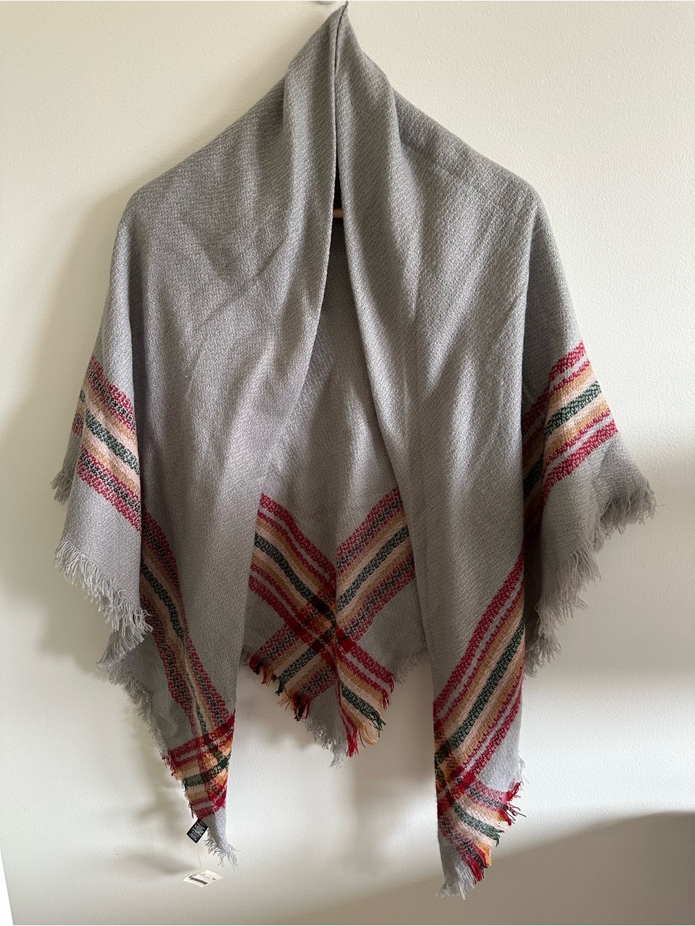 Gray Fringe Blanket Scarf
